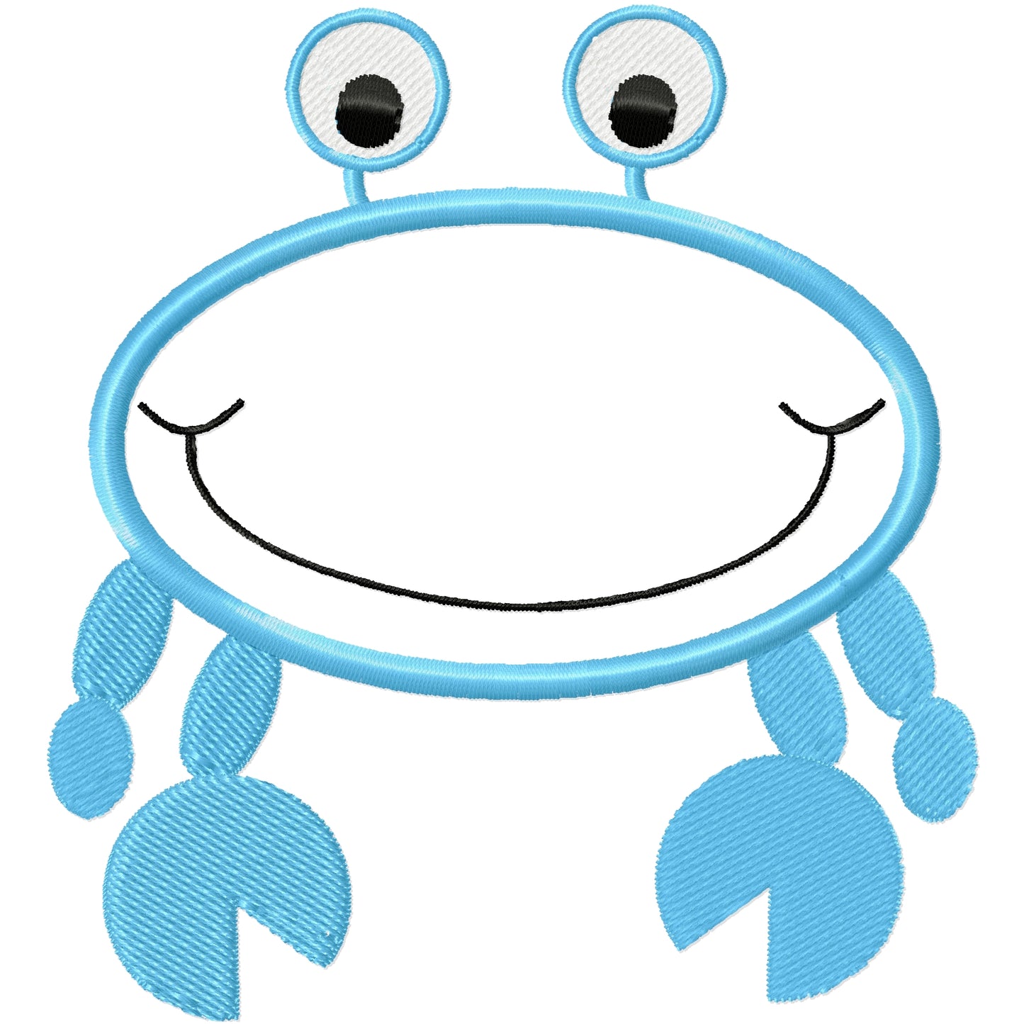 Blue shell crab applique machine embroidery design