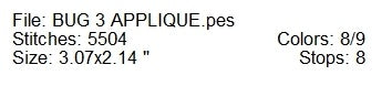Bug 3 applique machine embroidery design