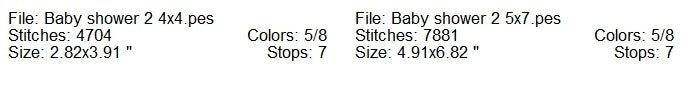 Baby shower 2 machine embroidery design 2 sizes