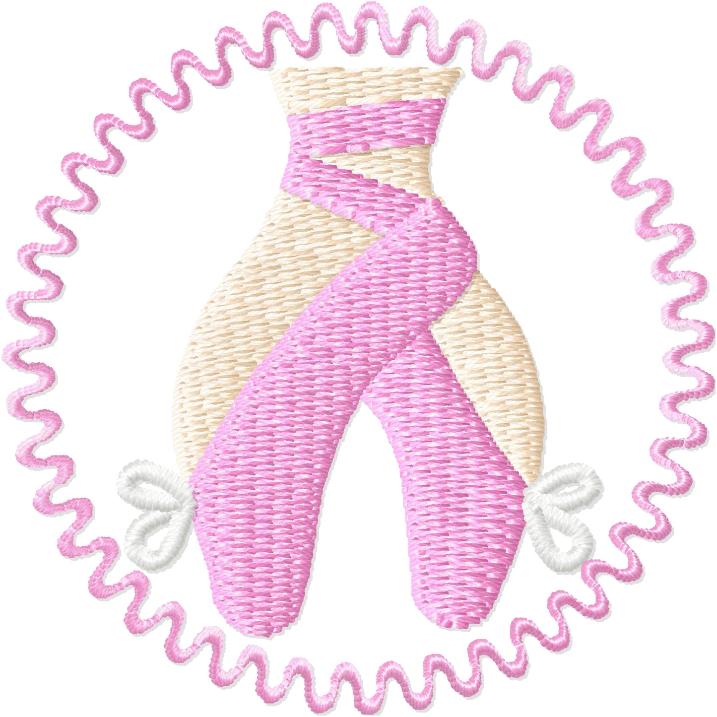 Ballet slippers in frame clippie machine embroidery design