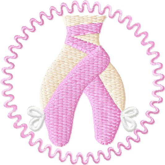 Ballet slippers in frame clippie machine embroidery design