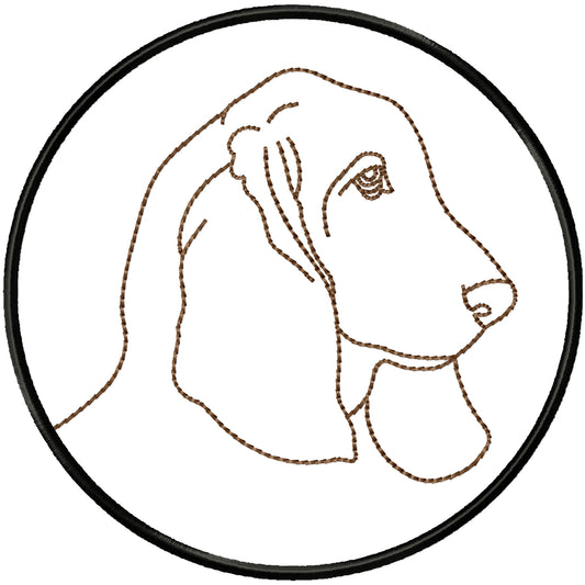ITH Basset profile coaster machine embroidery design