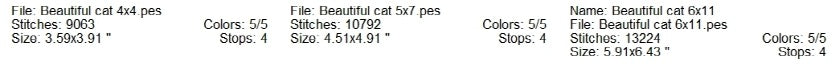 Beautifull cat machine embroidery design 3 sizes