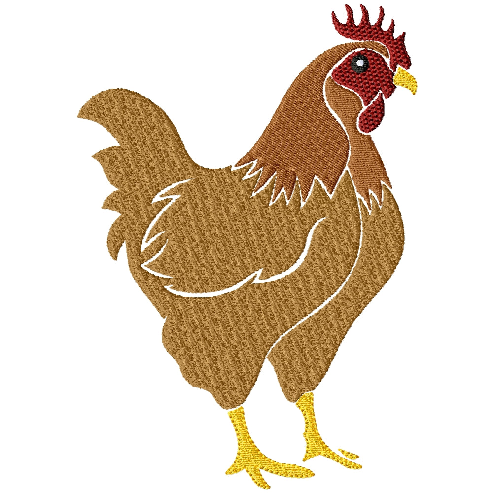 Beautiful rooster machine embroidery design 2 sizes