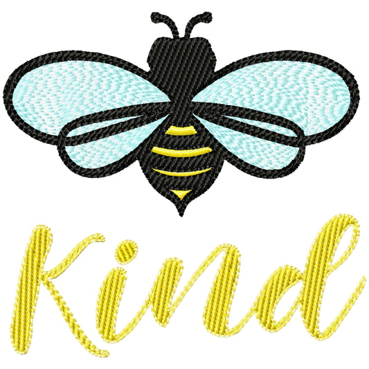 Bee kind machine embroidery design 2 sizes
