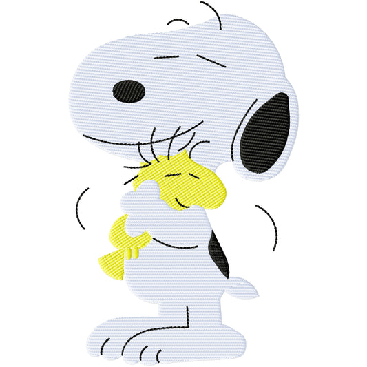 Big hugs Snoopy and Woodstock machine embroidery design 2 sizes