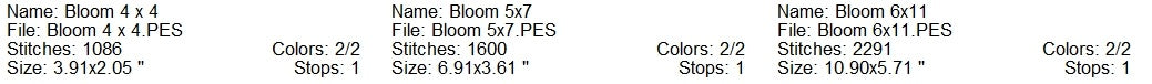 Bloom machine embroidery design 3 sizes