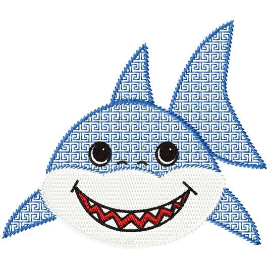 Blue shark 2 machine embroidery design 3 sizes