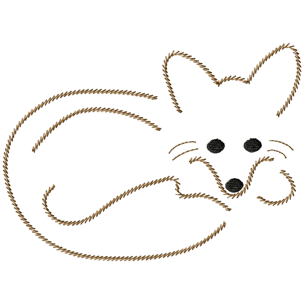 Brown fox fast stitch machine embroidery design