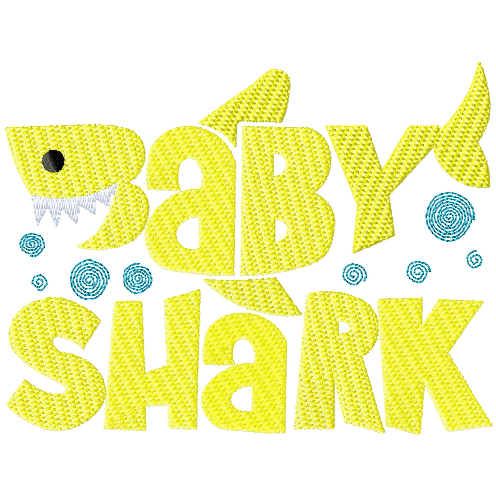 B shark word machine embroidery design 3 sizes