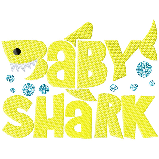B shark word machine embroidery design 3 sizes