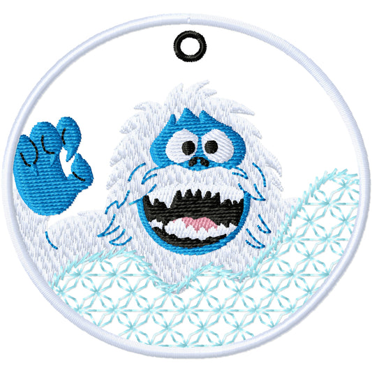 ITH Bumble the snow monster ornament machine embroidery design