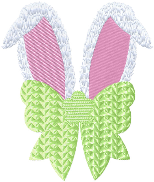 Bunny ears with bow machine embroidery design