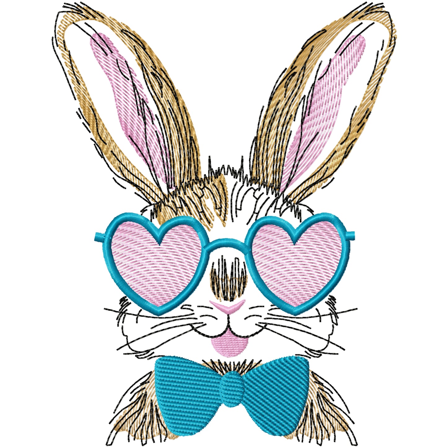 Bunny with glasses machine embroidery design 2 sizes