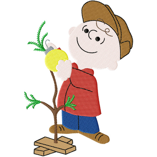 Charlie Browns tree machine embroidery design 2 sizes