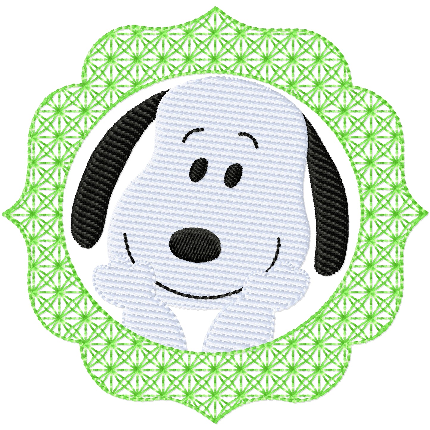 CB wreath 6 Snoopy machine embroidery design