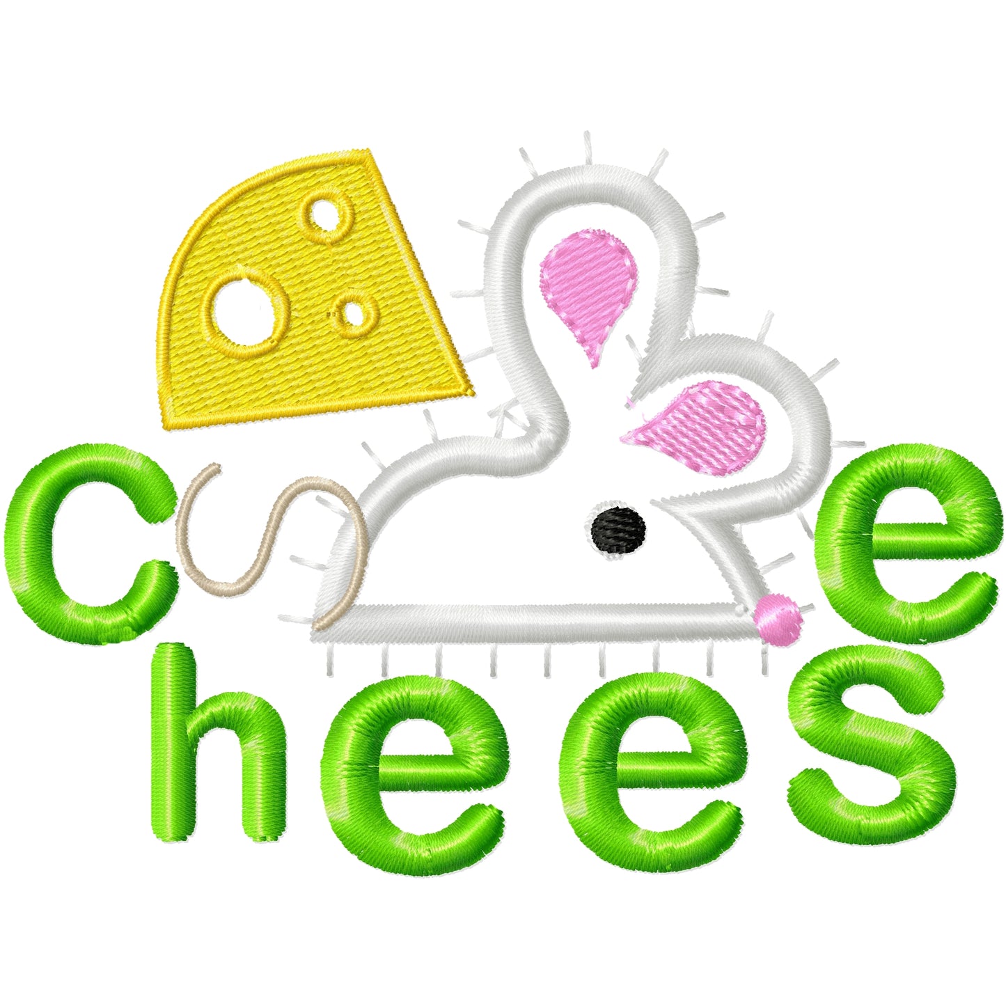 Cheese with mouse applique machine embroidery design