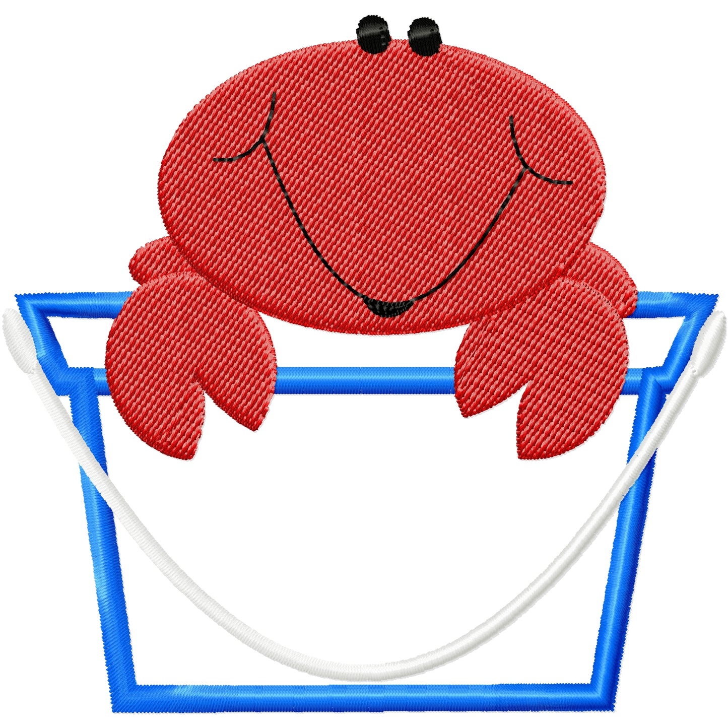 Crab bucket applique machine embroidery design