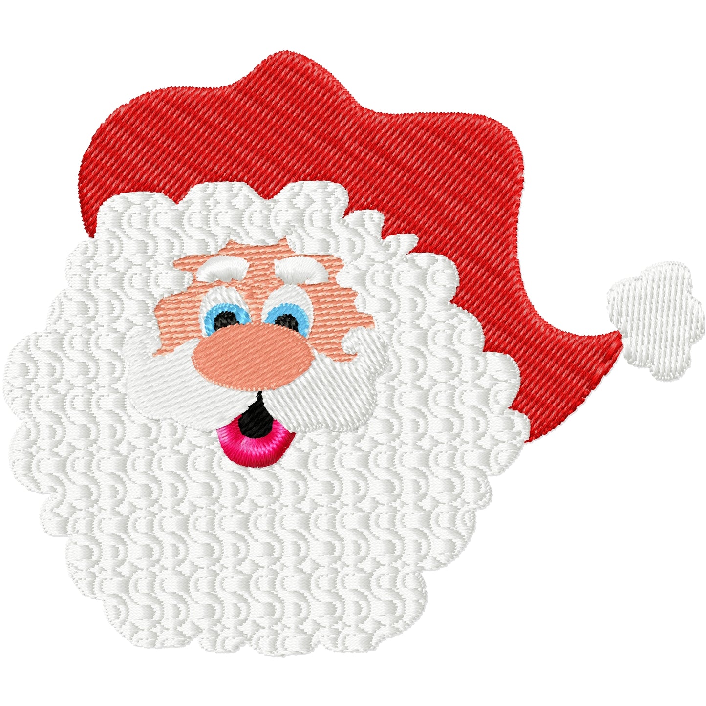 Curly face Santa machine embroidery design