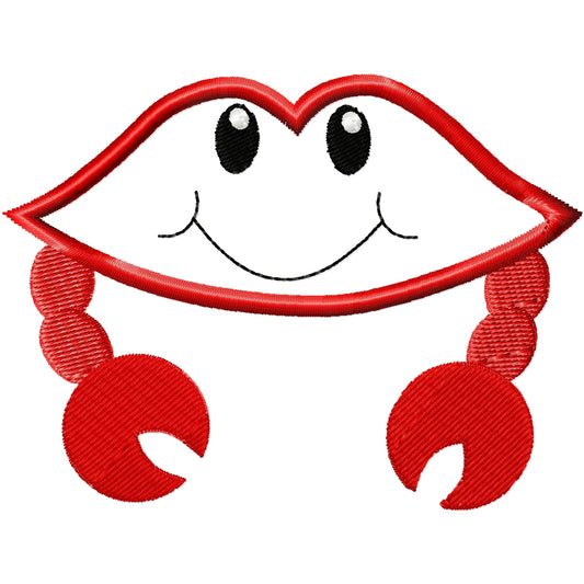 Cute applique crab machine embroidery design