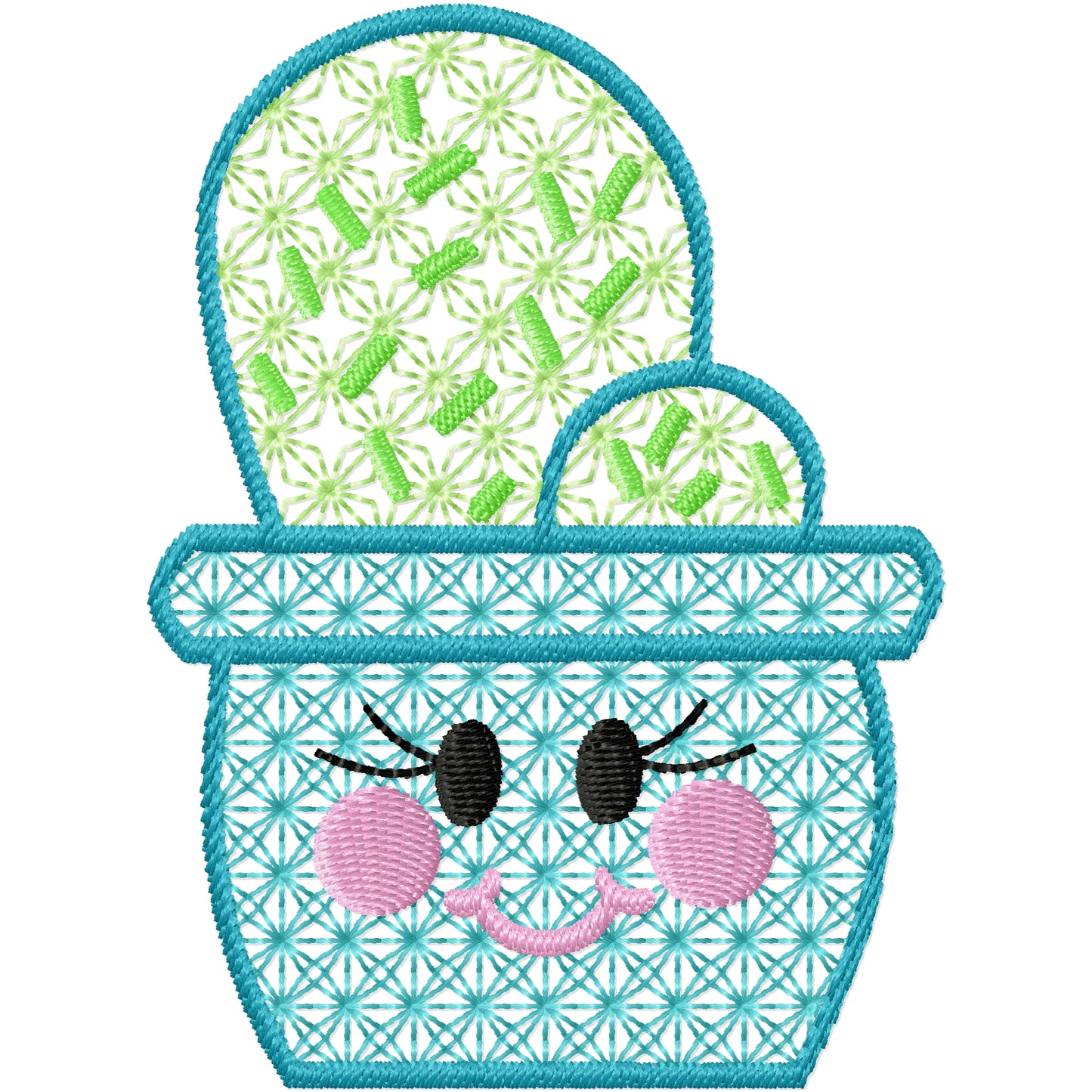 Cactus in pot motif machine embroidery design