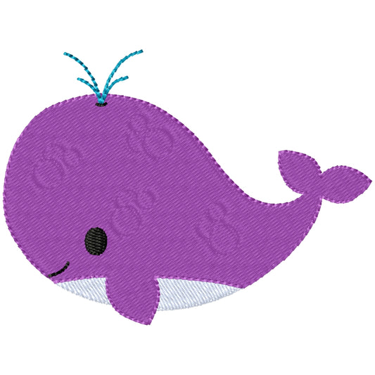 Carved purple whale machine embroidery design 2 sizes