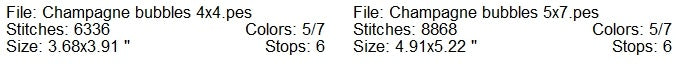 Champagne bubbles lady in martini glass machine embroidery design 2 sizes