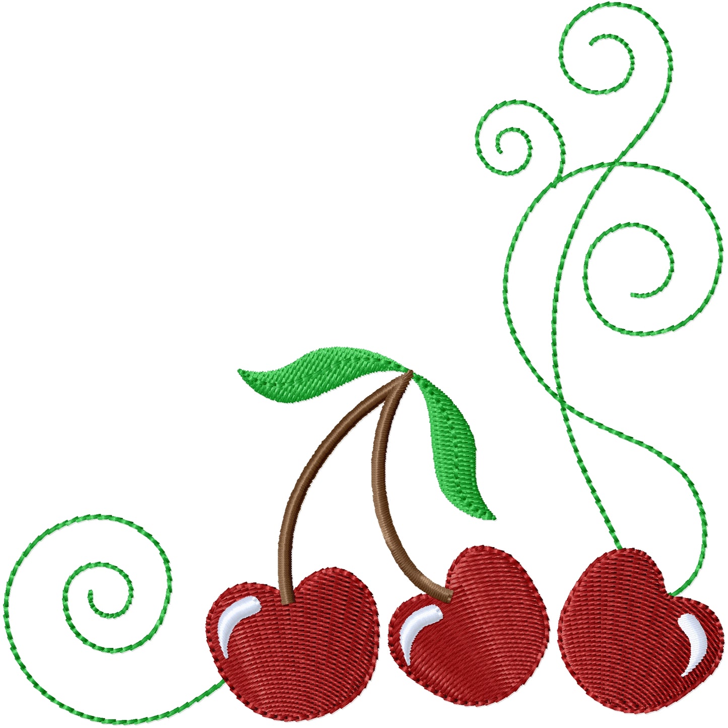 Cherries swirl machine embroidery design 2 sizes