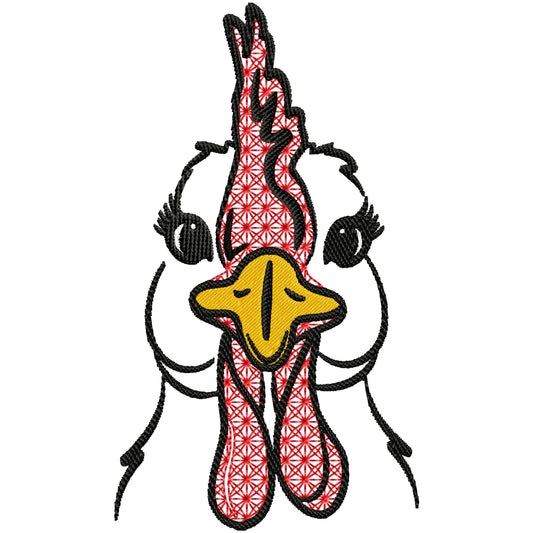 Chicken head machine embroidery design