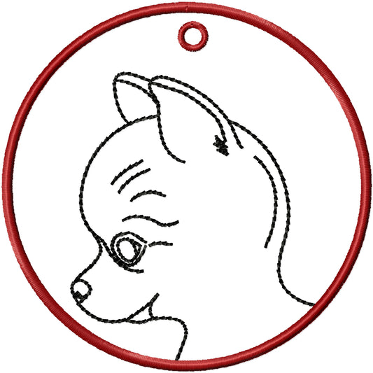 ITH Chihuahua canine ornament machine embroidery design