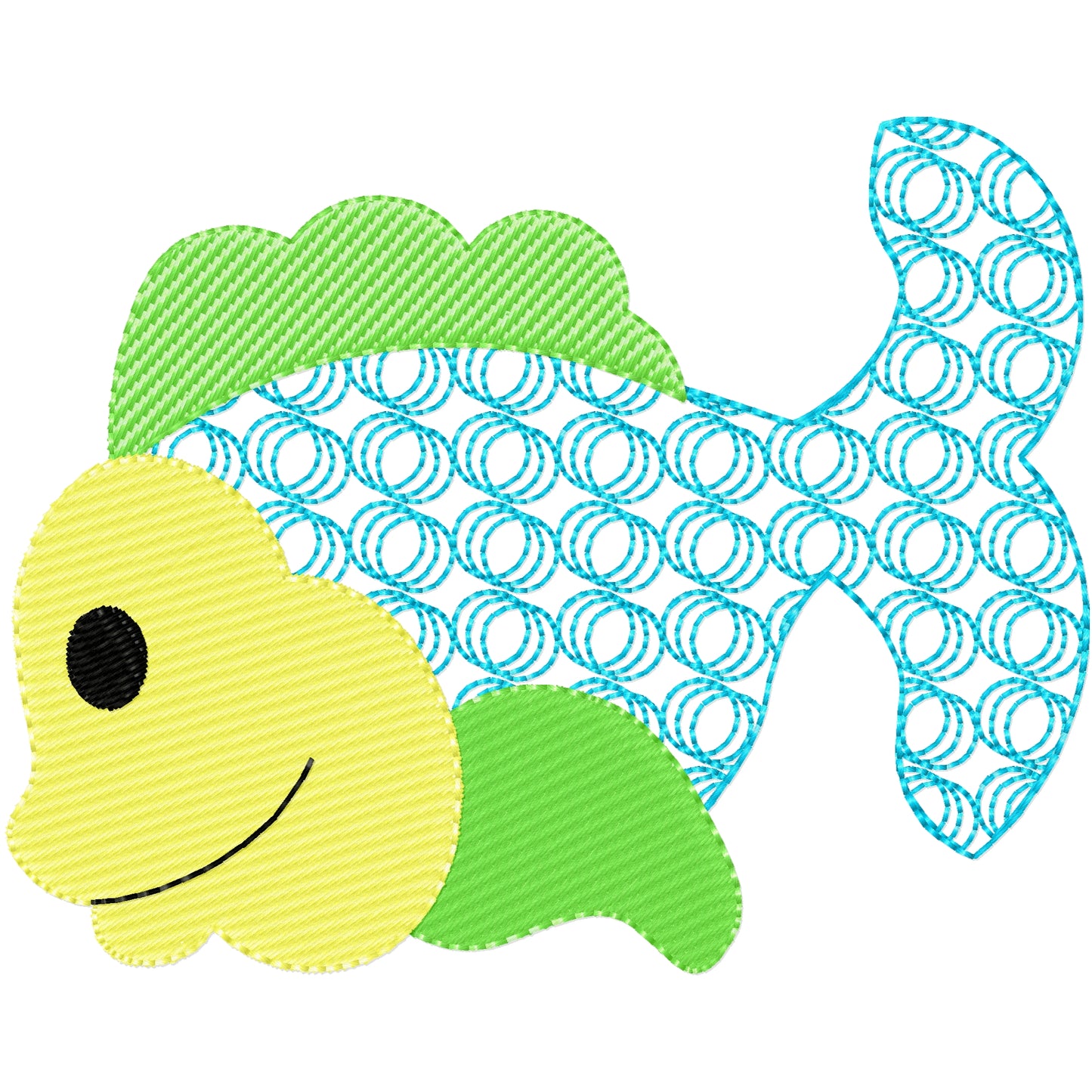 Colorful fish machine embroidery design