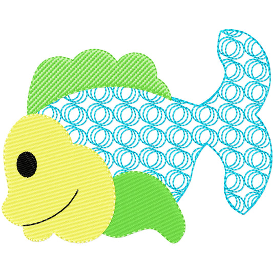 Colorful fish machine embroidery design
