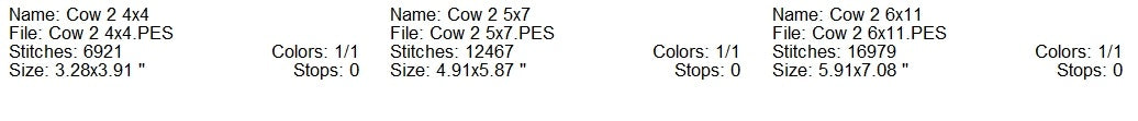 Cow 2 machine embroidery design 3 sizes
