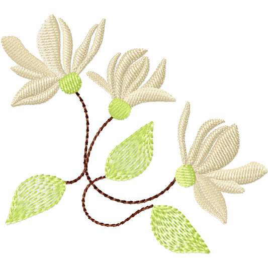 Cream flowers machine embroidery design
