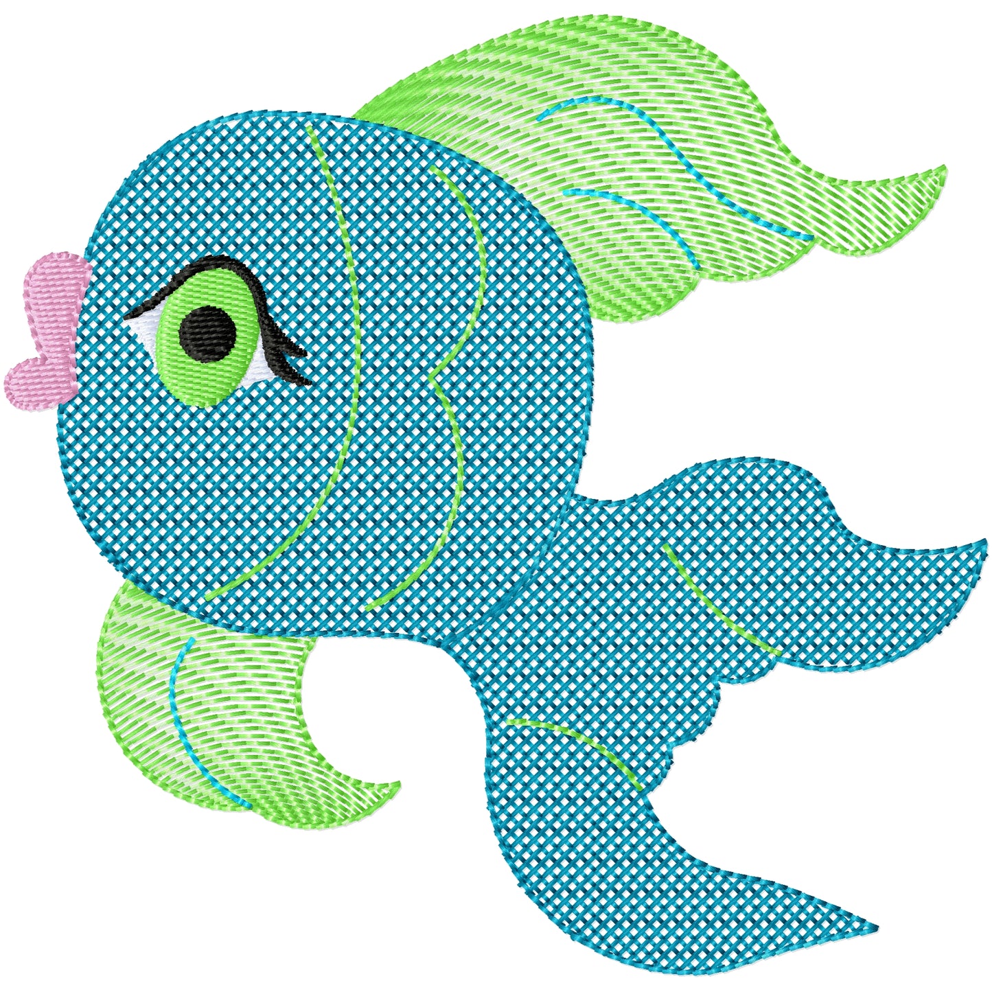 Cross stitch fish machine embroidery design 2 sizes