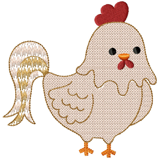 Cross stitch rooster machine embroidery design 2 sizes