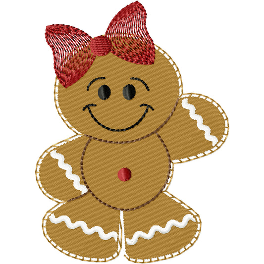 Cute little gingerbread girl number 10 machine embroidery design