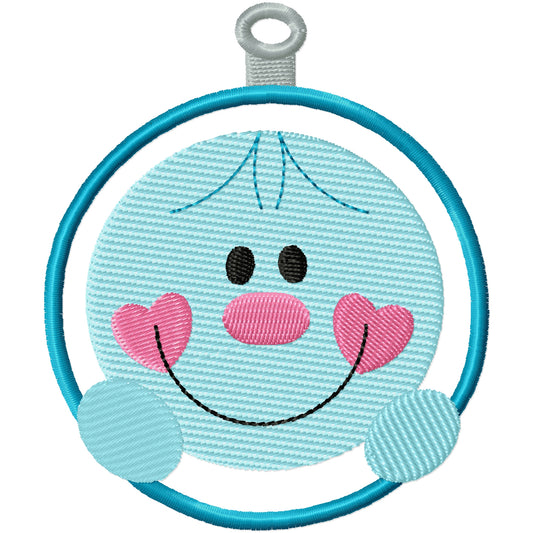 Cute snowman applique ornament machine embroidery design