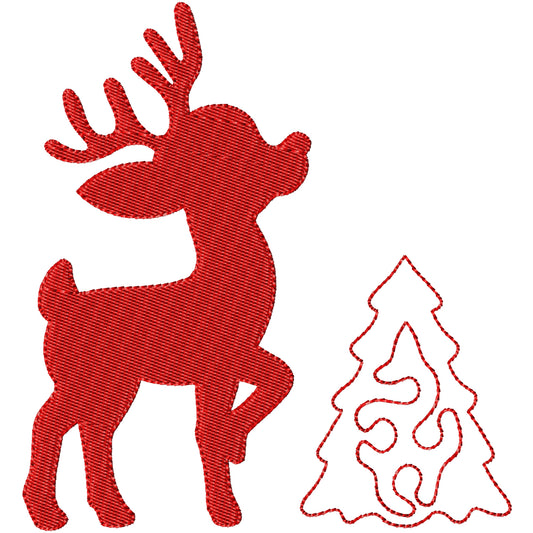 Deer 1 red silhouette machine embroidery design 4 sizes