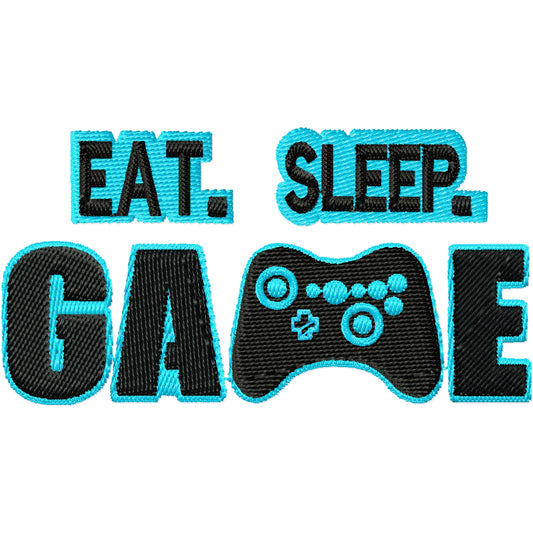 Eat Sleep Game machine embroidery design