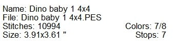 Dino baby 1 machine embroidery design