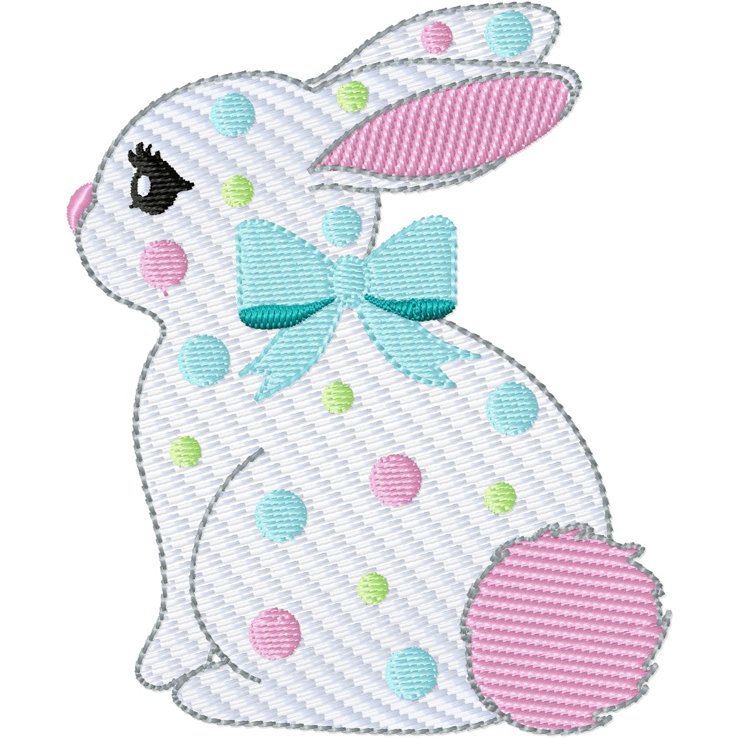 Dots the bunny machine embroidery design