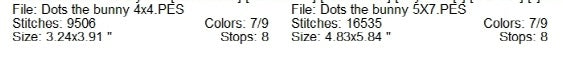 Dots the bunny machine embroidery design