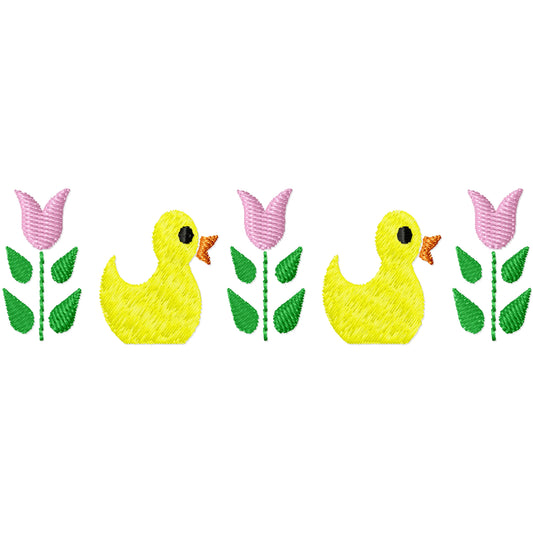 Ducks and tulips machine embroidery design 2 sizes