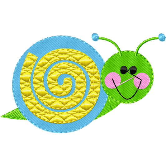 Embroidered Lil snail machine embroidery design