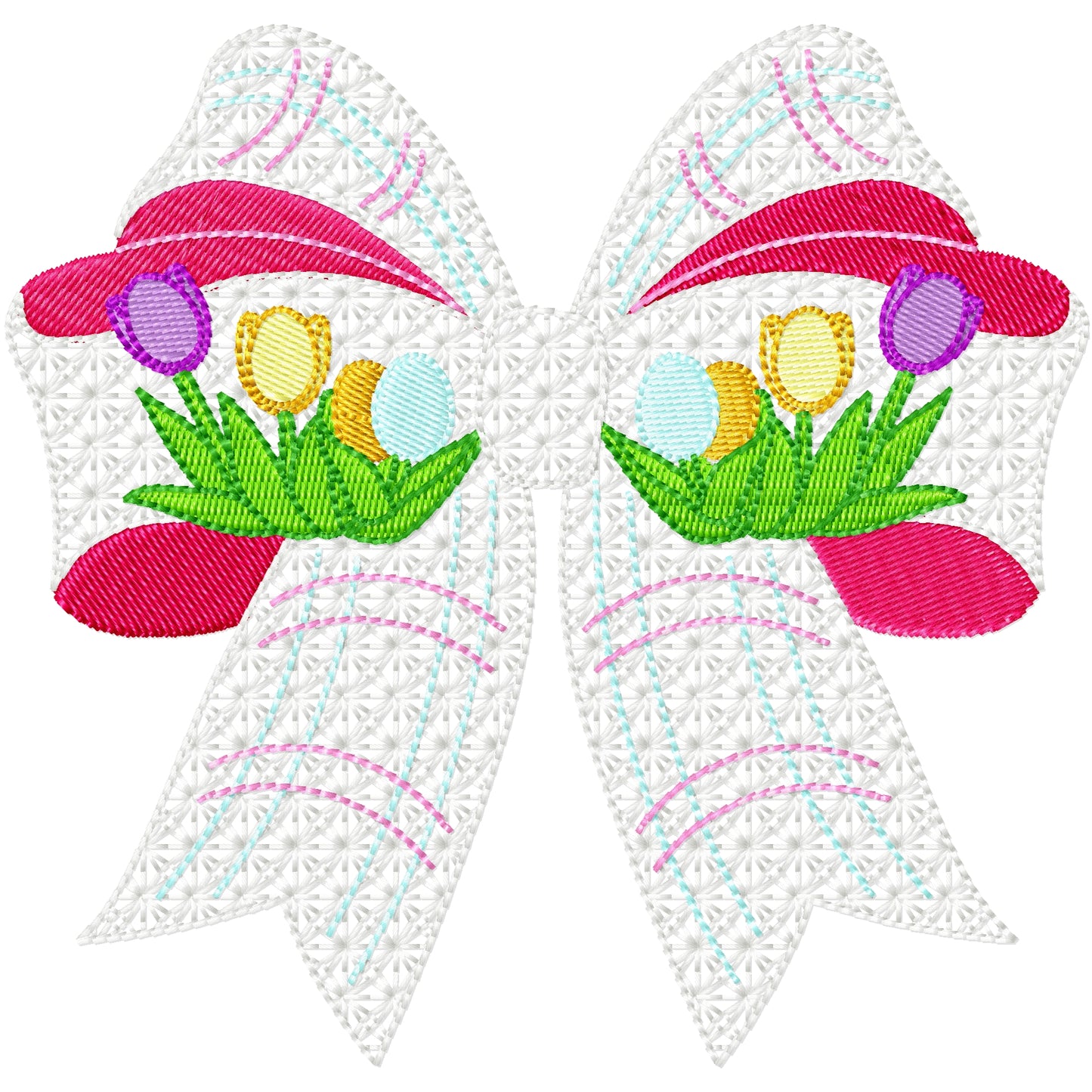 Easter Bow with tulips machine embroidery design