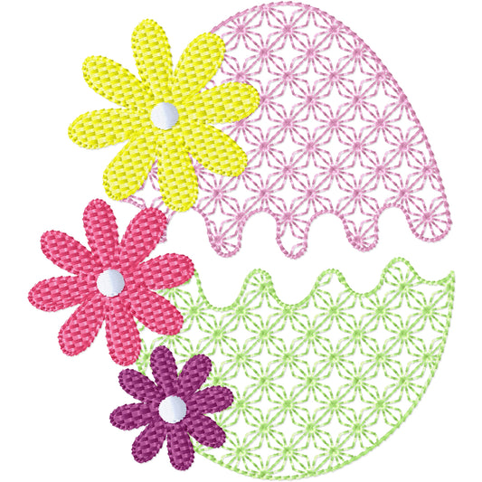 Easter egg with flowers machine embroidery design 2 sizes