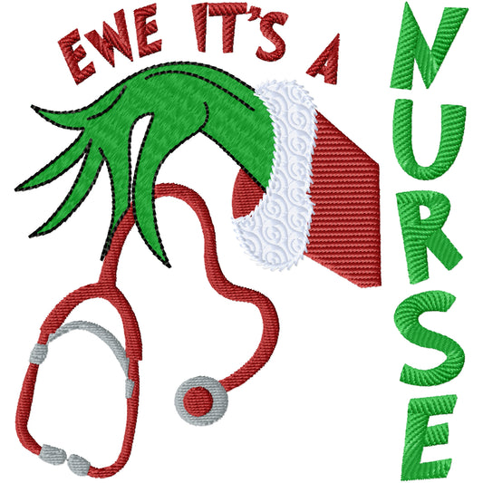 EWE It's a nurse Christmas machine embroidery design 2 sizes