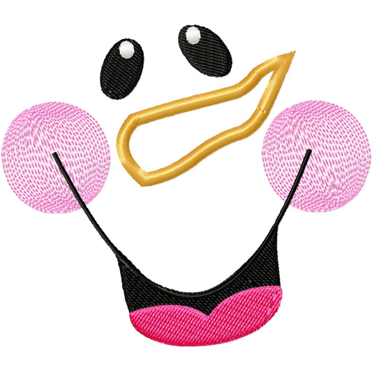 Laughing snowman applique nose face machine embroidery design