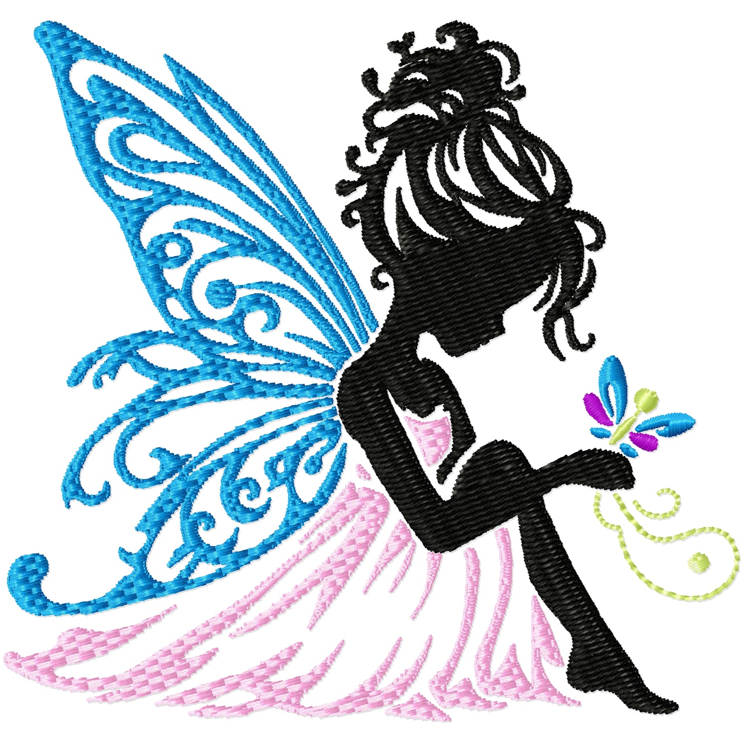 Fairy silhouette 2 machine embroidery design 2 sizes